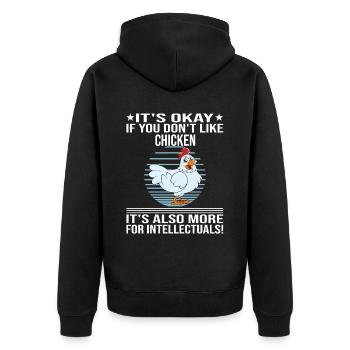 Lustiger Hühner Spruch Huhn - Unisex Premium Bio Zip Hoodie - Schwarz - Hinten - Nico (187cm)