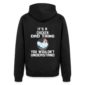 Lustiger Hühner Spruch Huhn - Unisex Premium Bio Zip Hoodie - Schwarz - Hinten - Nico (187cm)
