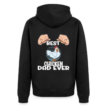 Lustiger Hühner Spruch Huhn - Unisex Premium Bio Zip Hoodie - Schwarz - Hinten - Nico (187cm)