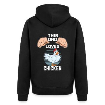 Lustiger Hühner Spruch Huhn - Unisex Premium Bio Zip Hoodie - Schwarz - Hinten - Nico (187cm)