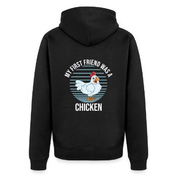 Funny Chicken Saying Chicken - Unisex Premium Organic Zip Hoodie - black - Back - Nico (187cm)