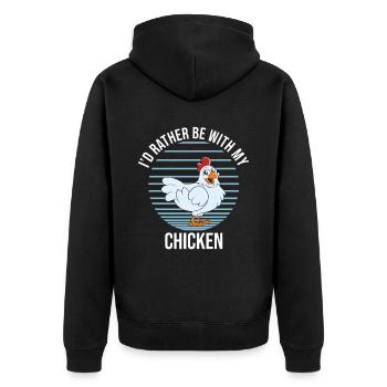 Lustiger Hühner Spruch Huhn - Unisex Premium Bio Zip Hoodie - Schwarz - Hinten - Nico (187cm)