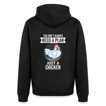Lustiger Hühner Spruch Huhn - Unisex Premium Bio Zip Hoodie - Schwarz - Hinten - Nico (187cm)