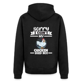 Lustiger Hühner Spruch Huhn - Unisex Premium Bio Zip Hoodie - Schwarz - Hinten - Nico (187cm)