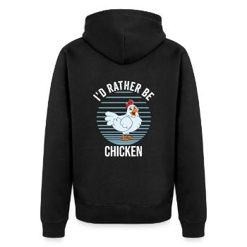 Funny Chicken Saying Chicken - Unisex Premium Organic Zip Hoodie - black - Back - Nico (187cm)