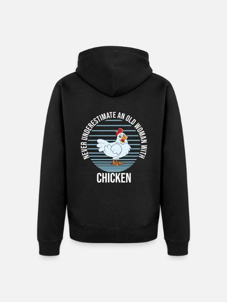 Funny Chicken Saying Chicken - Unisex Premium Organic Zip Hoodie - black