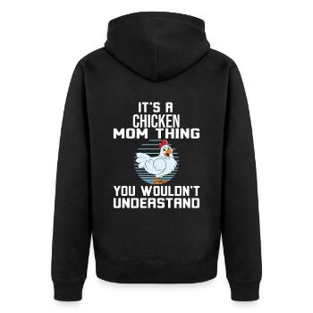 Lustiger Hühner Spruch Huhn - Unisex Premium Bio Zip Hoodie - Schwarz - Hinten - Nico (187cm)
