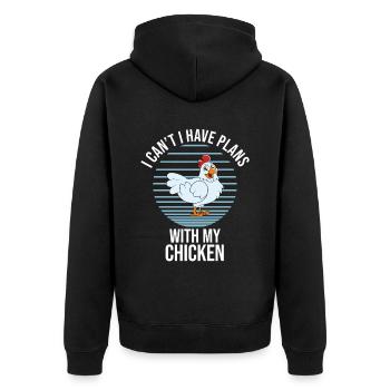 Lustiger Hühner Spruch Huhn - Unisex Premium Bio Zip Hoodie - Schwarz - Hinten - Nico (187cm)