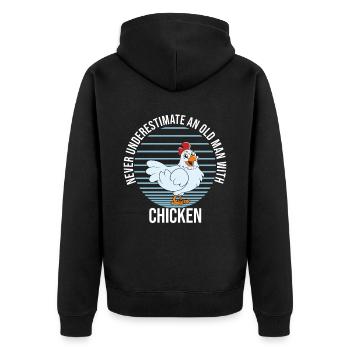 Lustiger Hühner Spruch Huhn - Unisex Premium Bio Zip Hoodie - Schwarz - Hinten - Nico (187cm)