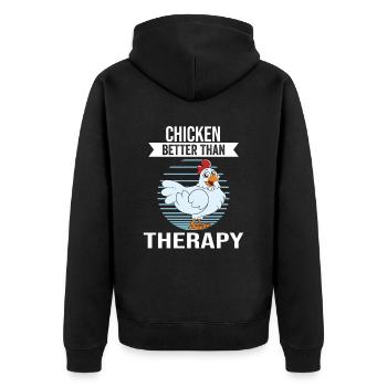 Funny Chicken Saying Chicken - Unisex Premium Organic Zip Hoodie - black - Back - Nico (187cm)