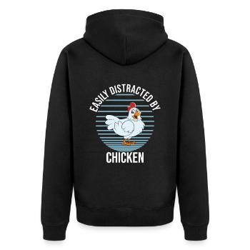 Lustiger Hühner Spruch Huhn - Unisex Premium Bio Zip Hoodie - Schwarz - Hinten - Nico (187cm)