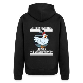 Lustiger Hühner Spruch Huhn - Unisex Premium Bio Zip Hoodie - Schwarz - Hinten - Nico (187cm)