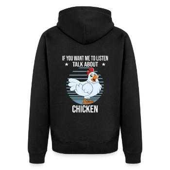 Lustiger Hühner Spruch Huhn - Unisex Premium Bio Zip Hoodie - Schwarz - Hinten - Nico (187cm)