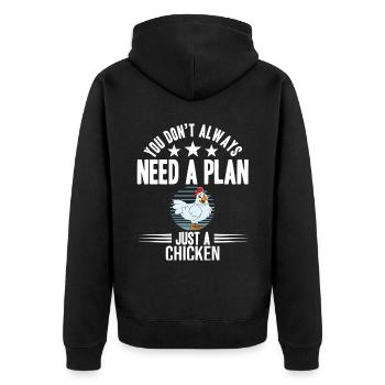 Funny Chicken Saying Chicken - Unisex Premium Organic Zip Hoodie - black - Back - Nico (187cm)