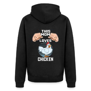 Funny Chicken Saying Chicken - Unisex Premium Organic Zip Hoodie - black - Back - Nico (187cm)
