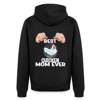 Funny Chicken Saying Chicken - Unisex Premium Organic Zip Hoodie - black - Back - Nico (187cm)