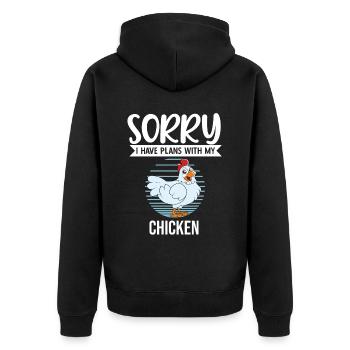 Funny Chicken Saying Chicken - Unisex Premium Organic Zip Hoodie - black - Back - Nico (187cm)