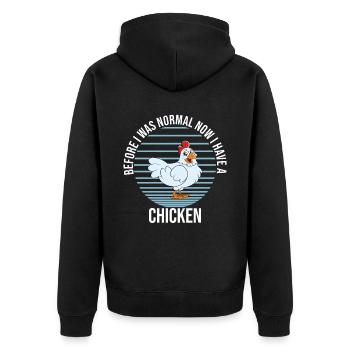 Funny Chicken Saying Chicken - Unisex Premium Organic Zip Hoodie - black - Back - Nico (187cm)