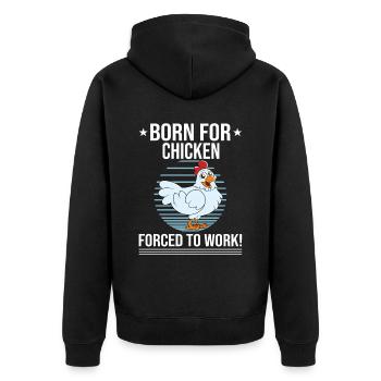 Lustiger Hühner Spruch Huhn - Unisex Premium Bio Zip Hoodie - Schwarz - Hinten - Nico (187cm)