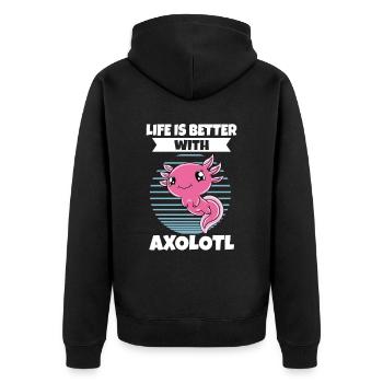 Axolotl drôle Axolotl mignon - Veste à capuche bio Premium Unisexe - noir - Dos - Nico (187cm)