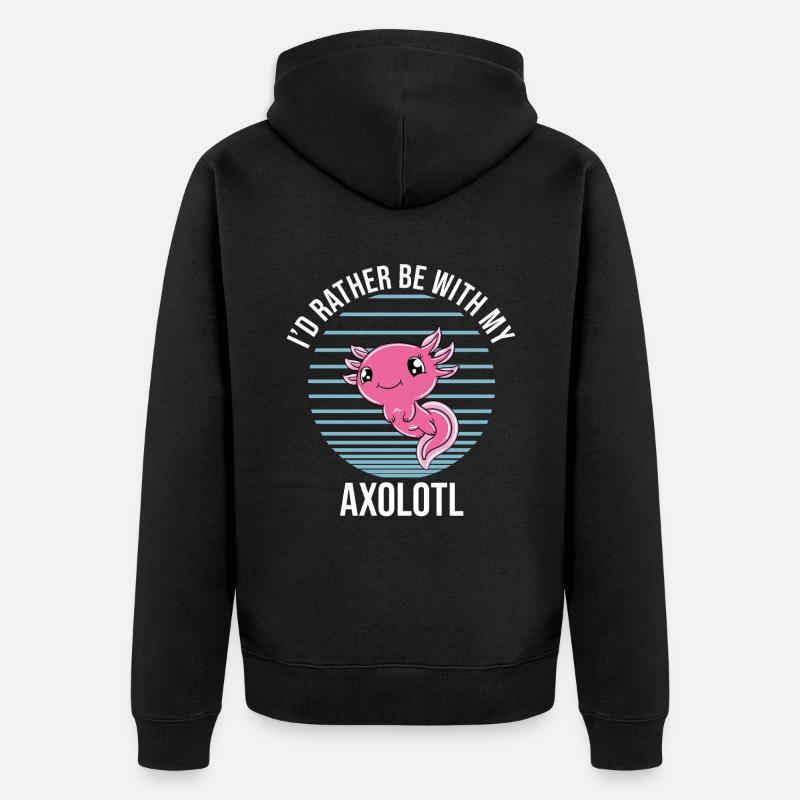 Axolotl drôle Axolotl mignon - Veste à capuche bio Premium Unisexe - noir