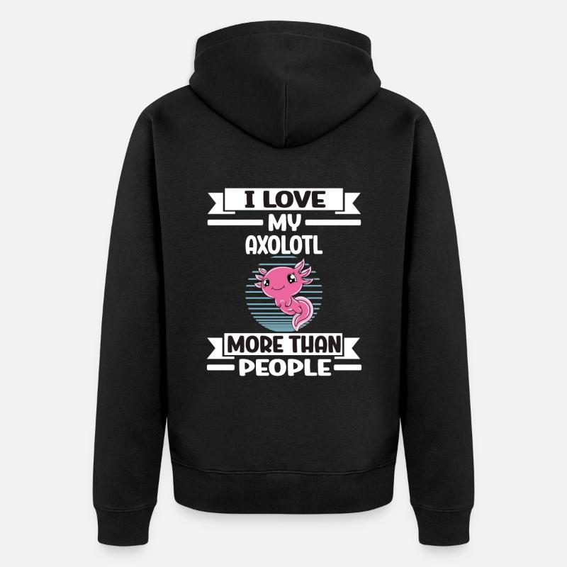Axolotl drôle Axolotl mignon - Veste à capuche bio Premium Unisexe - noir