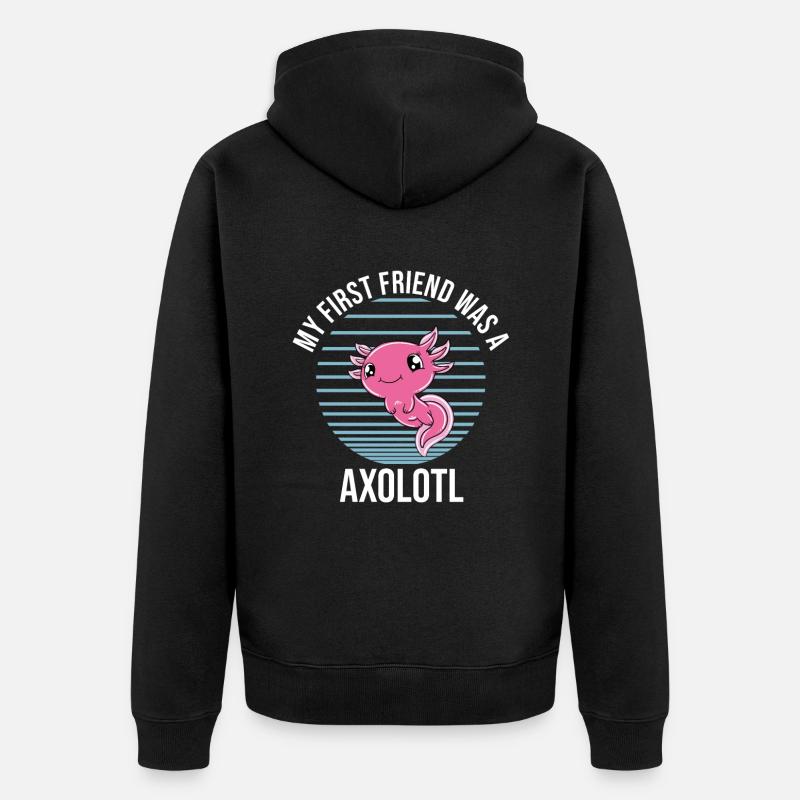 Axolotl drôle Axolotl mignon - Veste à capuche bio Premium Unisexe - noir