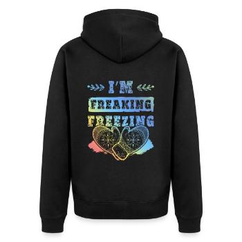 Kalt Winter Spruch - Unisex Premium Bio Zip Hoodie - Schwarz - Hinten - Nico (187cm)