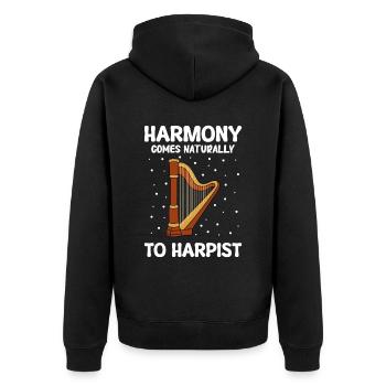 Harfenspieler Harfe Musik Harfenist - Unisex Premium Bio Zip Hoodie - Schwarz - Hinten - Nico (187cm)