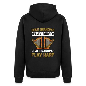 Harfenspieler Harfe Musik Harfenist - Unisex Premium Bio Zip Hoodie - Schwarz - Hinten - Nico (187cm)