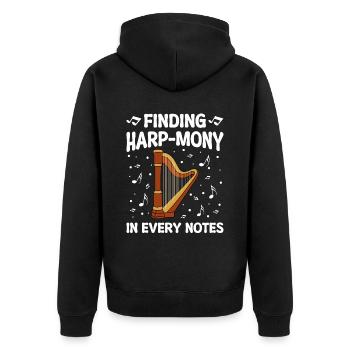 Harfenspieler Harfe Musik Harfenist - Unisex Premium Bio Zip Hoodie - Schwarz - Hinten - Nico (187cm)