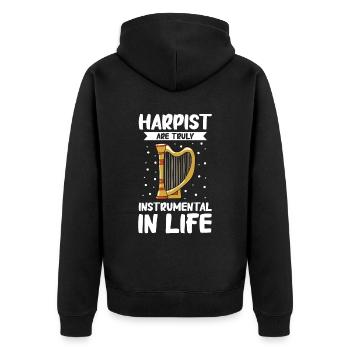 Harfenspieler Harfe Musik Harfenist - Unisex Premium Bio Zip Hoodie - Schwarz - Hinten - Nico (187cm)
