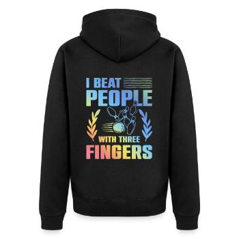 Bowling funny saying - Unisex Premium Organic Zip Hoodie - black - Back - Nico (187cm)