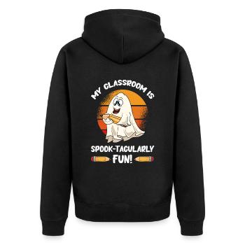 Funny Teacher Halloween Gifts - Unisex Premium Organic Zip Hoodie - black - Back - Nico (187cm)