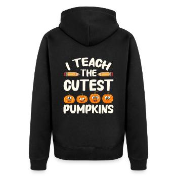 Funny Teacher Halloween Gifts - Unisex Premium Organic Zip Hoodie - black - Back - Nico (187cm)