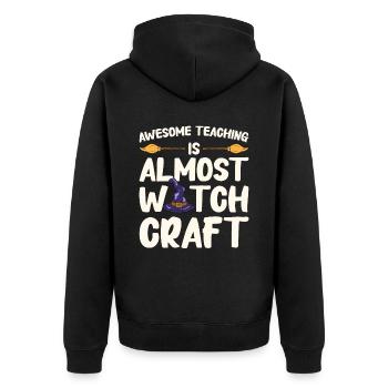 Funny Teacher Halloween Gifts - Unisex Premium Organic Zip Hoodie - black - Back - Nico (187cm)
