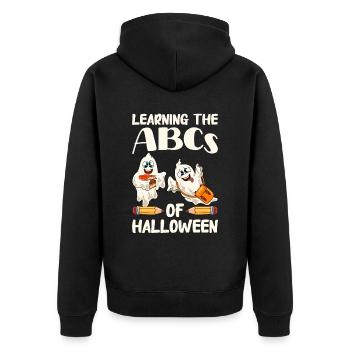 Funny Teacher Halloween Gifts - Unisex Premium Organic Zip Hoodie - black - Back - Nico (187cm)