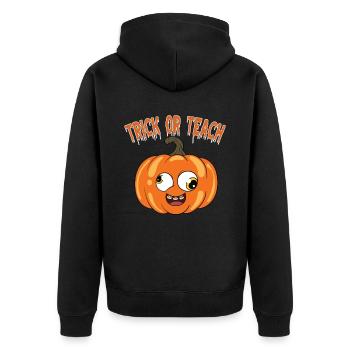Funny Teacher Halloween Gifts - Unisex Premium Organic Zip Hoodie - black - Back - Nico (187cm)