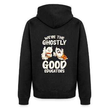 Funny Teacher Halloween Gifts - Unisex Premium Organic Zip Hoodie - black - Back - Nico (187cm)