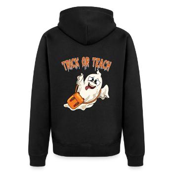 Funny Teacher Halloween Gifts - Unisex Premium Organic Zip Hoodie - black - Back - Nico (187cm)