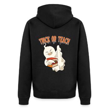 Funny Teacher Halloween Gifts - Unisex Premium Organic Zip Hoodie - black - Back - Nico (187cm)