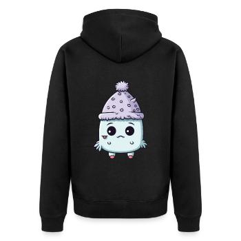 Eskimo Erkältung Comic Winter - Unisex Premium Bio Zip Hoodie - Schwarz - Hinten - Nico (187cm)