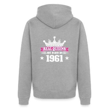 63 Jahre alt Geburtstag 1961 Geburtstagsgeschenk - Unisex Premium Bio Zip Hoodie - Grau meliert - Hinten - Nico (187cm)