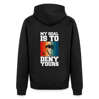 Eishockey Spruch für Eishockeyspieler - Unisex Premium Bio Zip Hoodie - Schwarz - Hinten - Nico (187cm)