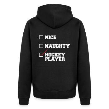 Eishockey Spruch für Eishockeyspieler - Unisex Premium Bio Zip Hoodie - Schwarz - Hinten - Nico (187cm)