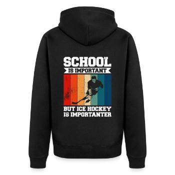 Eishockey Spruch für Eishockeyspieler - Unisex Premium Bio Zip Hoodie - Schwarz - Hinten - Nico (187cm)