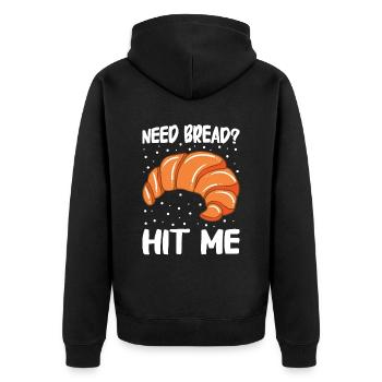 Brot backen Bäcker Bäckerei Brot machen - Unisex Premium Bio Zip Hoodie - Schwarz - Hinten - Nico (187cm)