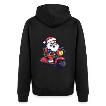 Weihnachtsmann Santa Fahrzeug - Unisex Premium Bio Zip Hoodie - Schwarz - Hinten - Nico (187cm)