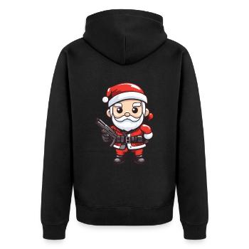Weihnachtsmann Pistole Santa Weihnachten - Unisex Premium Bio Zip Hoodie - Schwarz - Hinten - Nico (187cm)