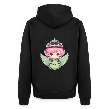 Prinzessin Drache Niedlich - Unisex Premium Bio Zip Hoodie - Schwarz - Hinten - Nico (187cm)